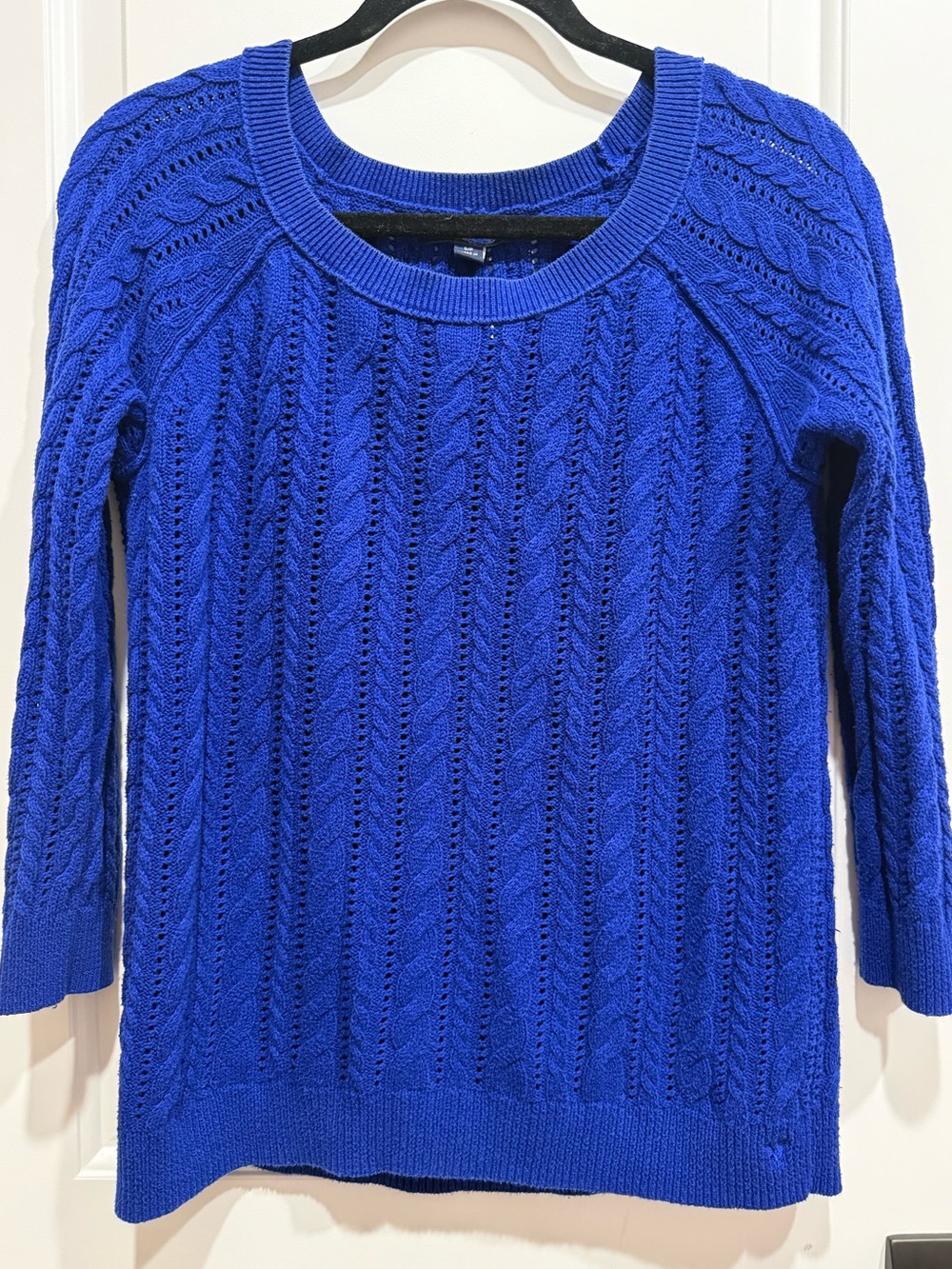 American Eagle Outfitters Royal Blue Cable Knit Scoop Neck Sweater